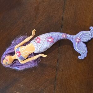 (J10) Purple Mermaid Doll with Pink Floral Details